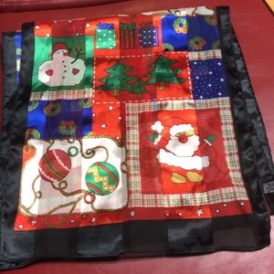 Vintage Christmas silky scarf -